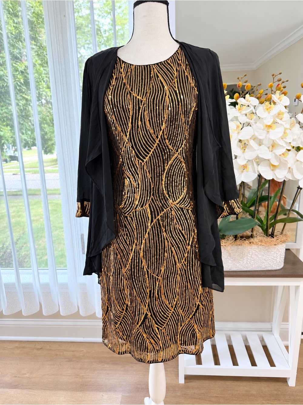 GRACE KARIN Mother of the Bride Wedding Guest Dress Black Gold S